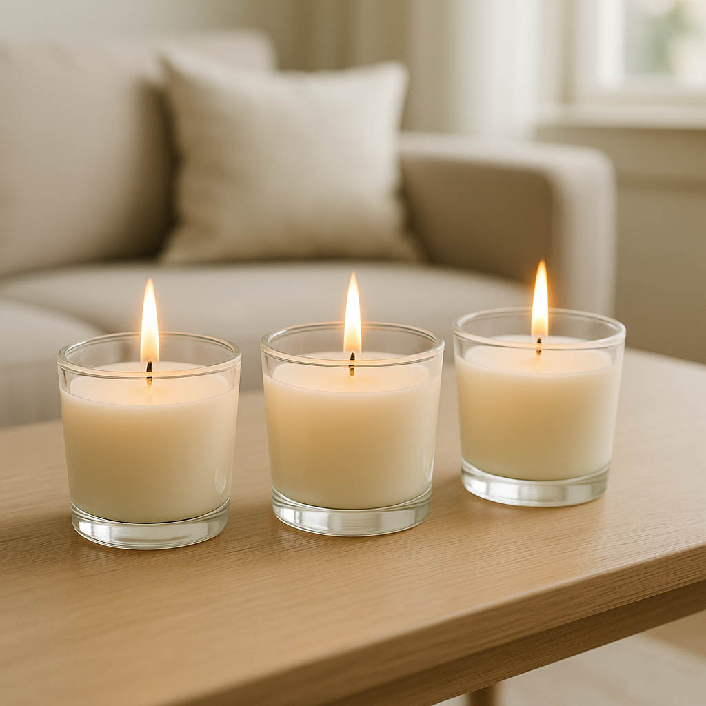 Velas en vaso blanco 3