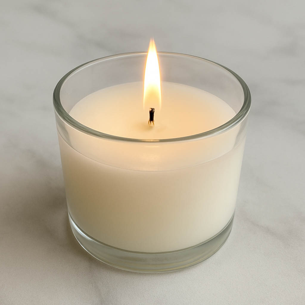 Velas en vaso blanco