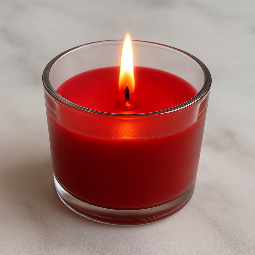 Velas en vaso rojo