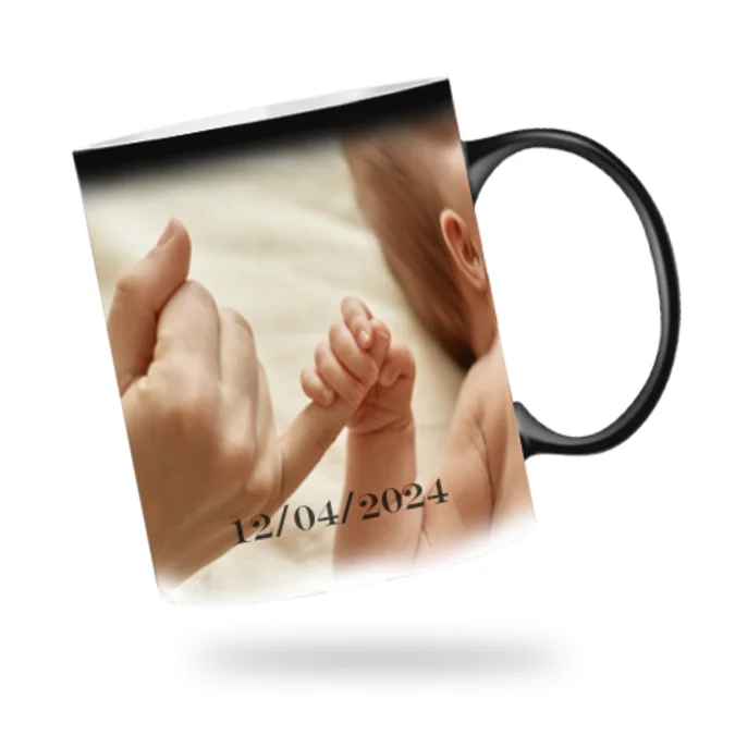 taza mágica entera bebé con texto (fondo blanco) taza mágica personalizable